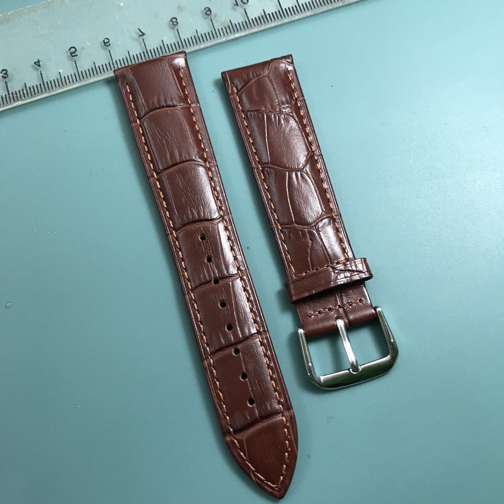 Dây da đồng hồ da bò cao cấp tặng Hộp Gỗ  kèm Khóa Cài thép không gỉ