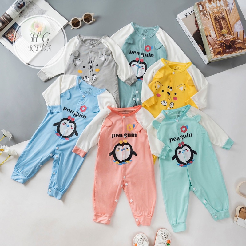 Body dài tay cài thẳng HG Kids chất thun lạnh loại 1 siêu mềm mát cho bé trai bé gái
