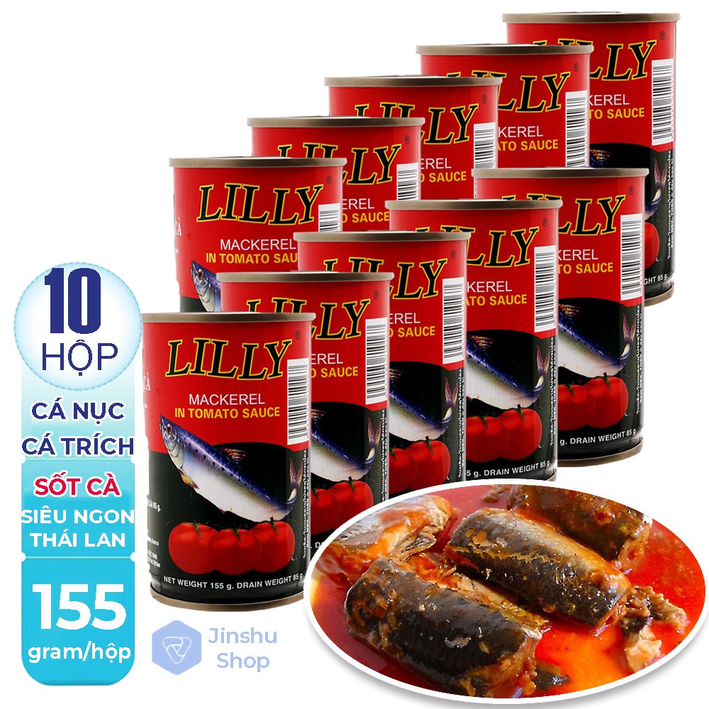 Combo 10 Hộp  Cá nục, cá trích Lilly sốt cà nội địa Thái Lan