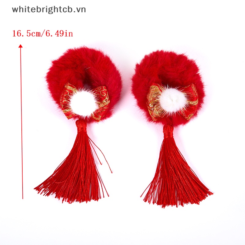Set 2 Dây Buộc Tóc Co Giãn Mềm Mại Đáng Yêu Phong Cách Trung Hoa Cho Bé Gái