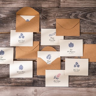 COMBO THIỆP VÀ BAO THƯ KRAFT CHỦ ĐỀ HOA PHONG CÁCH VINTAGE CÙNG THÔNG ĐIỆP Ý NGHĨA T.CRAFT HOUSE