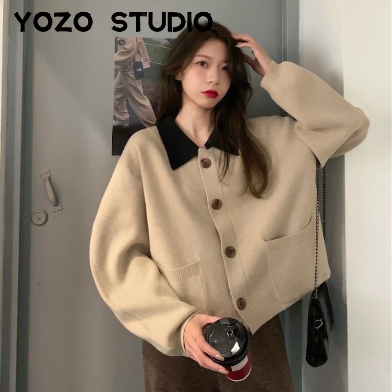RUICHE Áo Len áo khoác cardigan Thể thao Cổ điển Đơn giản Korean WXF2393EX9 48Z231127