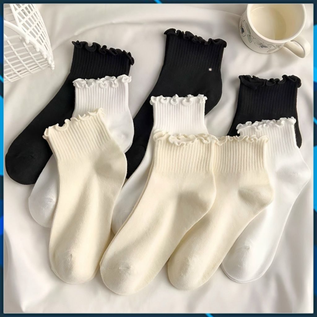 Set 3 đôi tất vớ nữ đen trắng kem thời trang 4 mùa Jinx mã TV02