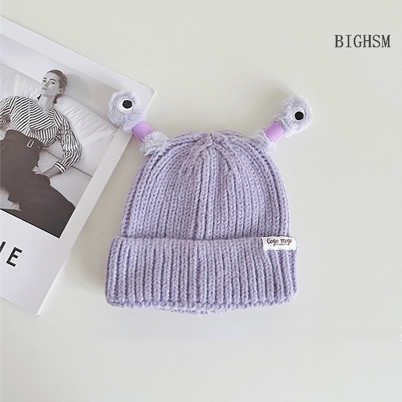 Bighsm 1 Mũ Len beanie Dệt Kim Hình Đôi Mắt Quái Vật Hoạt Hình Có Đèn led Phát Sáng Dành Cho Nữ skk