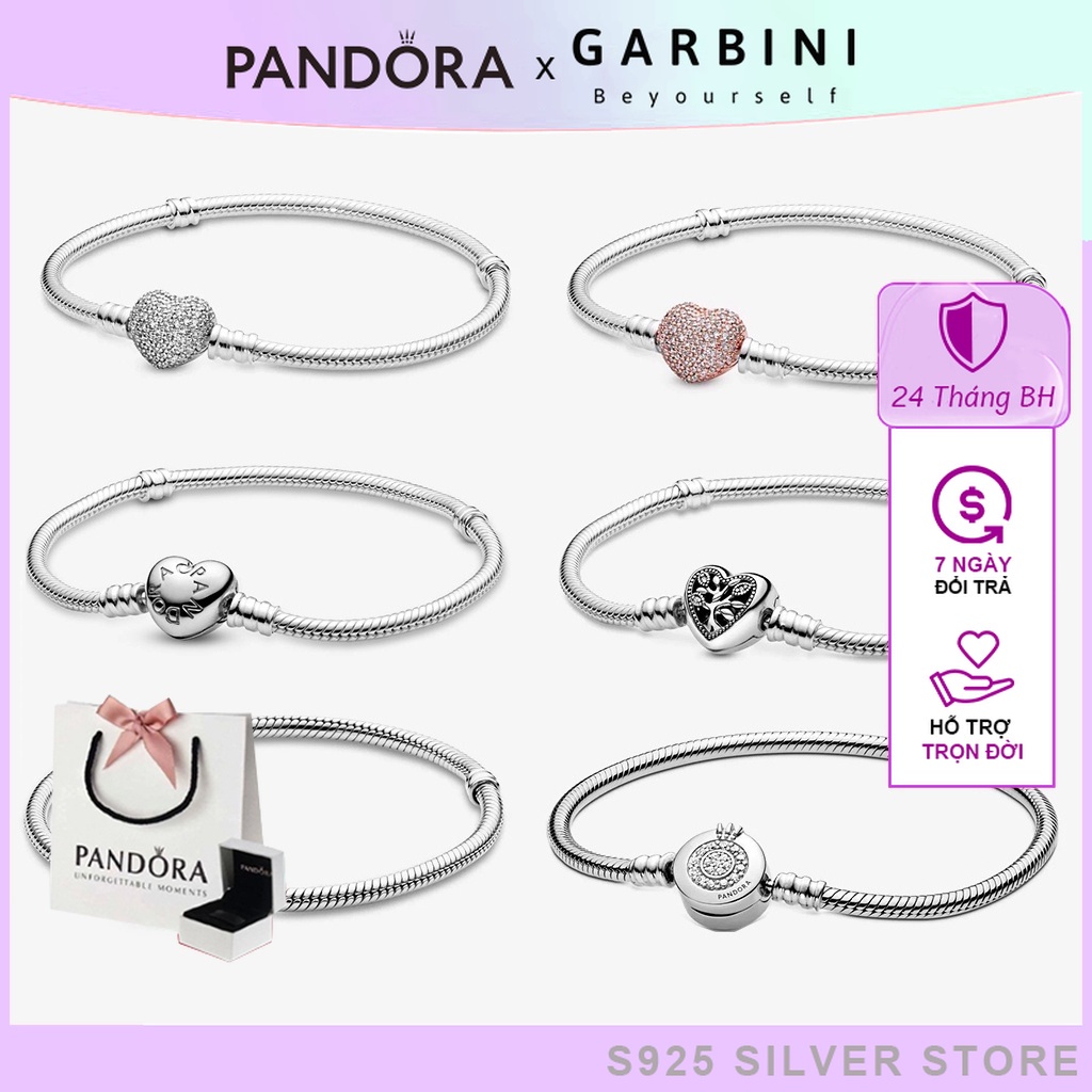 Vòng tay pandora, lắc tay bạc pandora mềm, vòng tay bạc charm pandora, bạc thật chuẩn s925 pan2015 fullbox - Garbini
