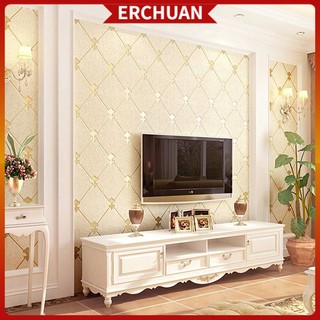 ✨Đổ xô 3D ✨ 10M Kim cương Lưới Mẫu giấy dán tường Dinding Đơn giản hiện đại Không tự dính Hình nền trang trí Phòng ngủ Phòng khách Kertas Dinding | Erchuan.
