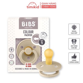 Ti Giả BIBS Colour Đan Mạch Chính Hãng Kèm Hộp Đựng, Núm Tròn Chất Cao Su Siêu Mềm An Toàn Cho Bé Từ 0-18m