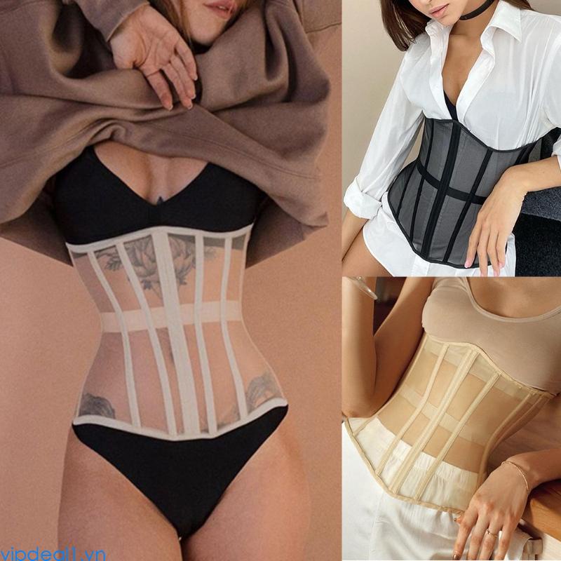 Vipdeal1 Đai Nịt Bụng Định Hình Eo Thon Phối Lưới Ren Cho Nữ