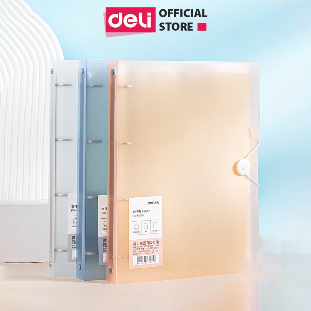 Bìa File Lá Còng Sắt Học Sinh A4 Deli 4 Còng Đựng File Tài Liệu Lưu Trữ Hồ Sơ Văn Phòng Cao Cấp Sẵn 