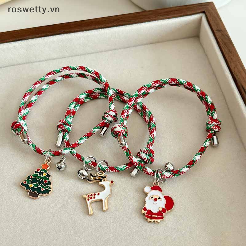 Roswetty Vòng Tay Dây Mặt Hình Ông Già Noel Tuần Lộc Chim Cánh Cụt Hoạt Hình Sáng Tạo Có Chuông Điều Chỉnh Được Cho Cặp Đôi vn