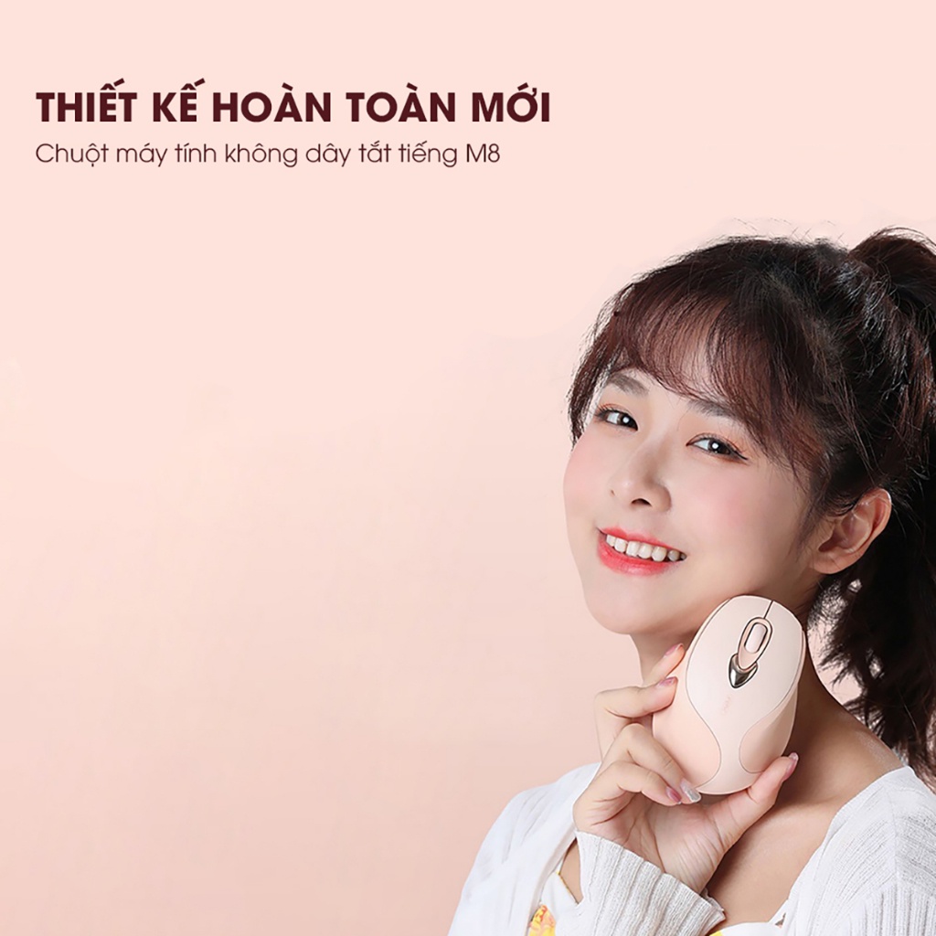 Chuột không dây inphic m8 Màu Hồng Thiết Kế Độc Đáo Im Lặng Pin Sạc Cho Laptop vp