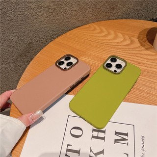 Tương Thích Cho Apple iPhone 13 Pro Max Kim Loại Bền Lỗ Lớn Khung Ống Kính Cảm Giác Da PC Vỏ Bảo Vệ Mặt Sau Vỏ
