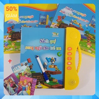 Sách nói điện tử song ngữ Anh-Việt Thanh Nga 3+ giúp bé học chữ cái và tiếng anh cơ bản, Tặng kèm bộ hình dán sticker