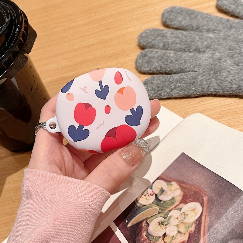 Vỏ Bảo Vệ Hộp Sạc Tai Nghe xiaomi redmi buds 4 lite Hình Hoa Sơn Dầu Kèm Móc Treo Tiện Dụng