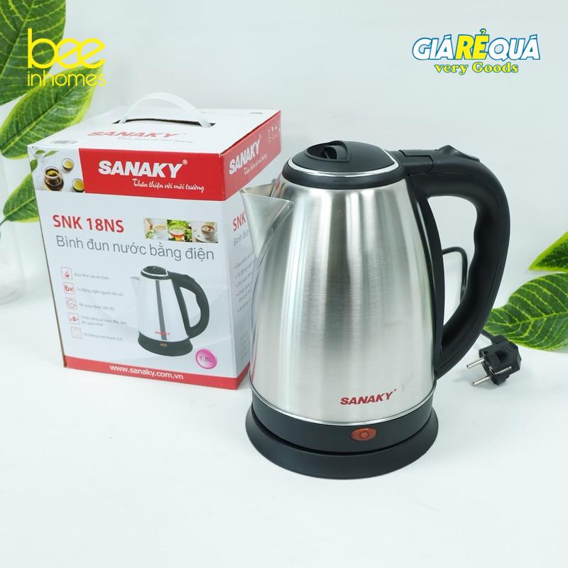 Ấm siêu tốc inox SANAKY 1.8L, bền, giá tốt, chính hãng