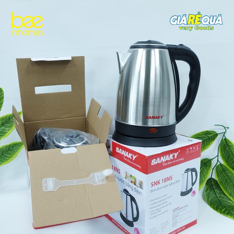 Ấm siêu tốc inox SANAKY 1.8L, bền, giá tốt, chính hãng