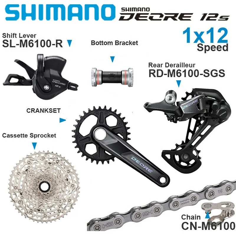Bộ group xe đạp Shimano Deore M6100 (giò M6120 32T CL55) - kèm BB