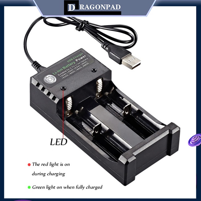 Cục Sạc Pin Lithium 3.7v / 4.2v Di Động Với Đèn Led Chỉ Báo