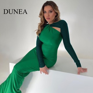 DUNEA Đầm Maxi Tay Dài Ôm Dáng Gợi Cảm Hàng Mới Dành Cho Bạn Nữ