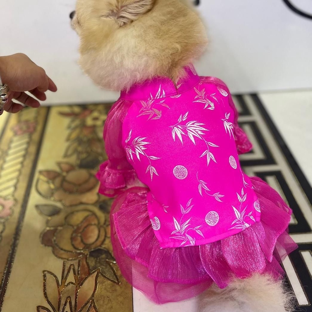 Đầm áo dài lá trúc cho thú cưng -Pun pun petshop