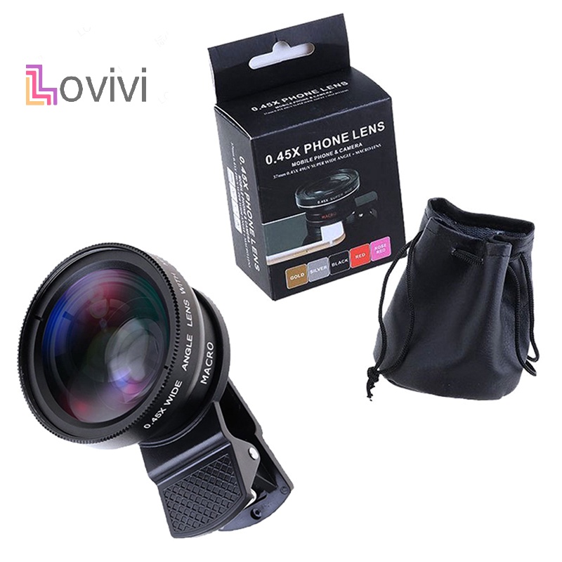 Bộ Lens Mắt Cá Góc Rộng 0.45X 2 Trong 1 Kẹp Điện Thoại Thông Minh