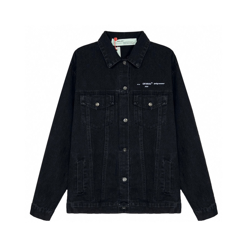 2O1F OFF-WHITE gilding tape printed arrow denim jacket for men and women couple jacket fashionable