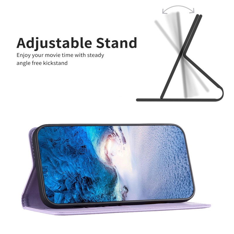 Bao Da Điện Thoại Nắp Lật Từ Tính Màu Trơn Cho oppo a78 a58 a98 realme c55 c53 find x6 pro Ốp