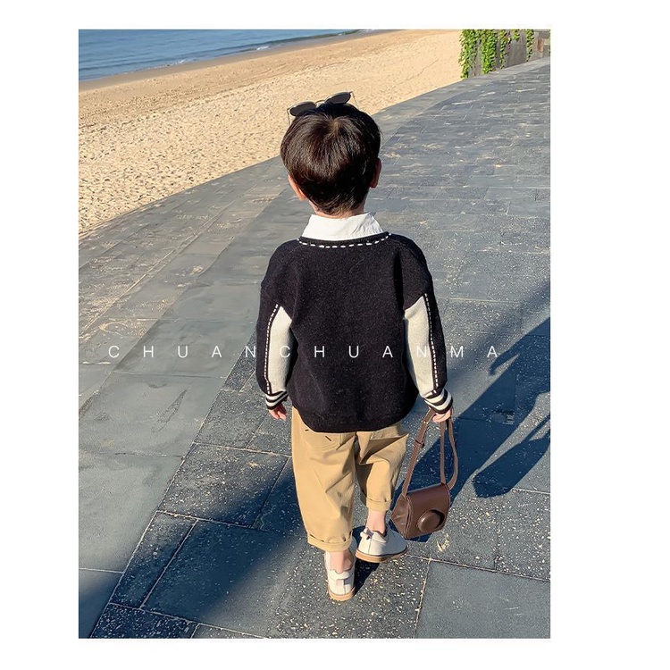 Áo Khoác cardigan Dệt Kim Mỏng Phong Cách Hàn Quốc Thời Trang Mùa Thu Cho Bé Trai