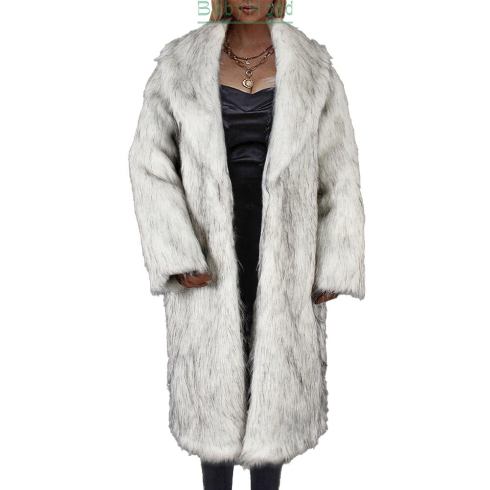 Winter New Women Long Suit Collar Overcoat Loose Fashion Elegant Faux Fur Coat#BBHOOD