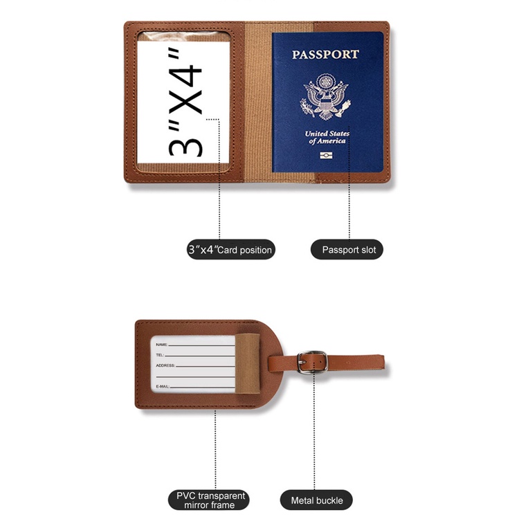 Mới Bao Da pu Màu Trơn Đựng Thẻ Hành Lý Tiện Dụng