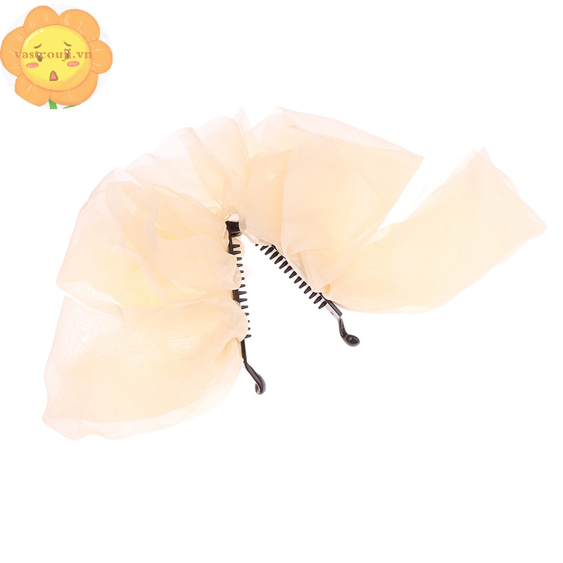 Vastji Kẹp Tóc Đuôi Ngựa Chất Liệu chiffon Đính Nơ Phong Cách vintage Cho Nữ vn