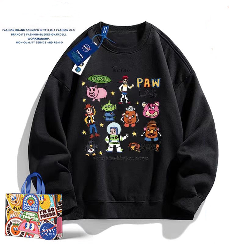 Pan toy story Áo Khoác Nỉ Mỏng Cổ Tròn Dáng Rộng In Họa Tiết Hoạt Hình toy story Thời Trang Xuân Thu 2023 Cho Nam Và Nữ