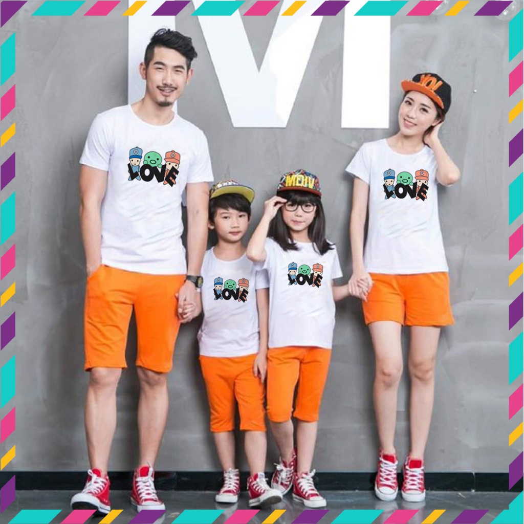 áo gia đình, đồ gia đình đồng phục cả nhà đi chơi du lịch biển in Love chibi -- [Giá niêm yết là giá của 1 áo]