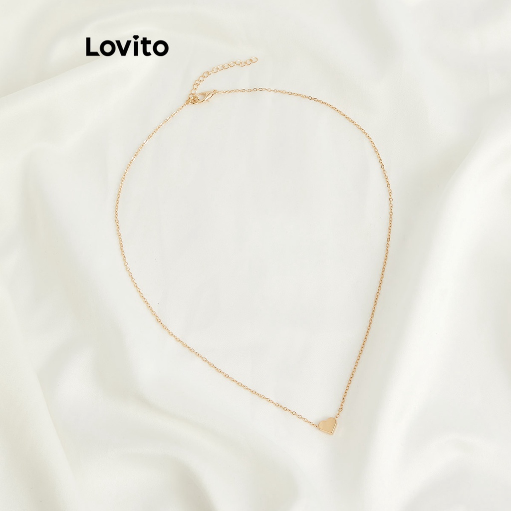 Vòng cổ Lovito mặt trái tim màu trơn thường ngày cho nữ L63AD013