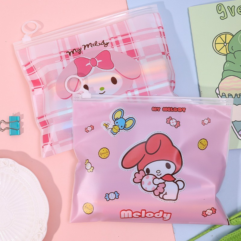 Kawaii sanrio Túi Đựng Bút Dạng Cuộn Trong Suốt Chống Thấm Nước Họa Tiết melody melody Dễ Thương