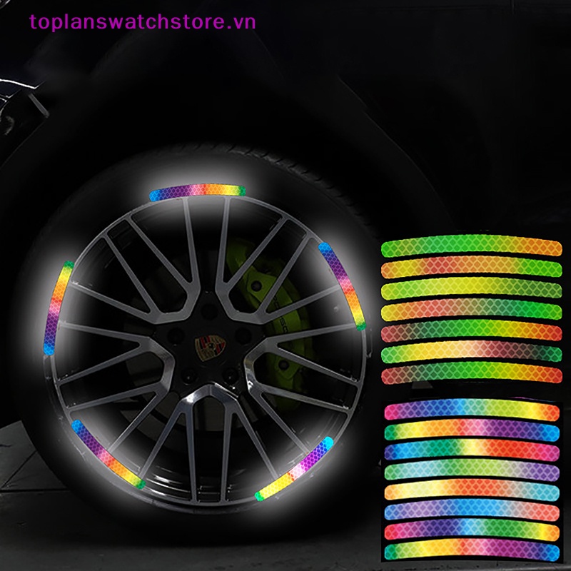 Set 20 Miếng Dán Phản Quang Nhiều Màu Sắc Trang Trí Bánh Xe Hơi vn