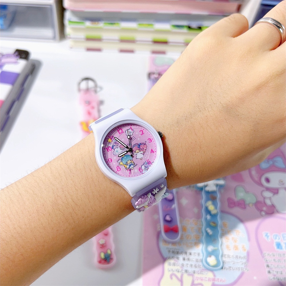 Hoạt Hình Đồng Hồ Điện Tử Hình sanrio kuromi Dạ Quang Chống Thấm Nước Bằng Silicon Cho Bé