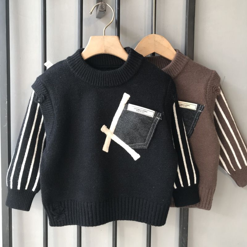 Áo sweater Dệt Kim Dày Dặn Thời Trang Thu Đông Cho Bé Trai