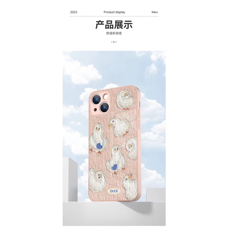 Ốp Điện Thoại Mặt Kính In Hình Vịt Và Chó Cho iphone 15 promax 14 13promax 12 11pro 7 8plus xsmax