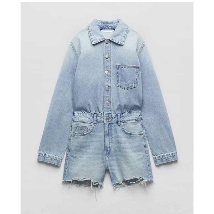 Zara jumpsuit denim Dài Tay Thời Trang Mùa Thu Dành Cho Nữ8197189
