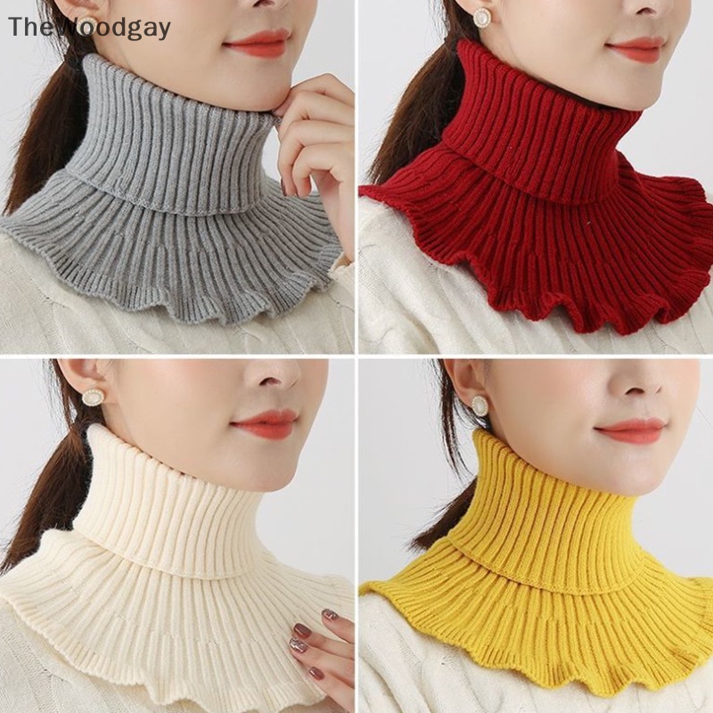 Thewoodgay Khăn Quàng Cổ Giả Dệt Kim Giả Cổ Lọ Ấm Áp Chống Gió Mùa Đông Có Thể Tháo Rời Cho Nữ en