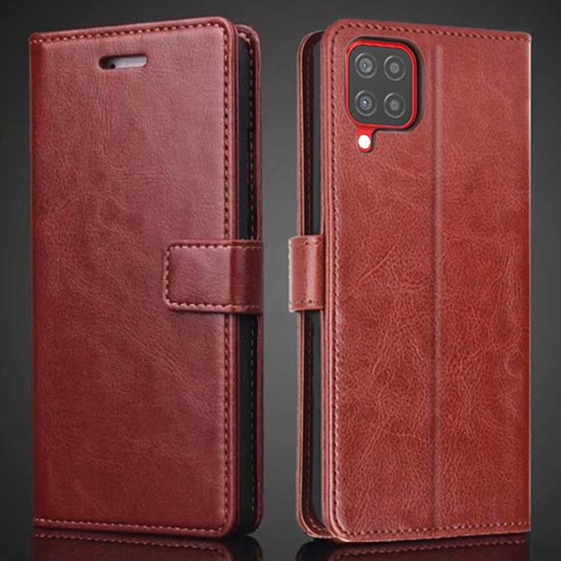 Dành Cho Samsung Galaxy Jump 2 6,6 inch SM-M336K Bao Da Thật Chính Hãng Ví Vintage Gấp Đơn Giản Lật Bảo Vệ Có Chân Đế Đựng Thẻ