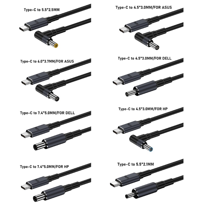 Dây Cáp Nguồn Mở Rộng 140w type c pd Sang dc5 5x2 5mm 5 5x2 1mm 4 5x3 0mm 6 0x3 7mm 7 4x5 0mm Cho laptop