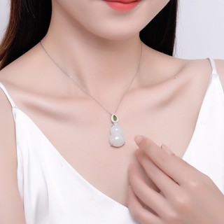 Mặt Dây Chuyền Bạc s925 Hình Bầu Dục Đính Ngọc Bích Thời Trang Cho Nữ