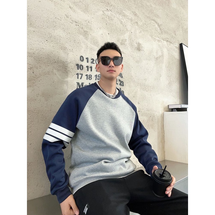 Màu Sắc Áo Thun Dáng Rộng Cổ Tròn Phối Màu Tương Phản Thời Trang Mùa Xuân Dành Cho Nam