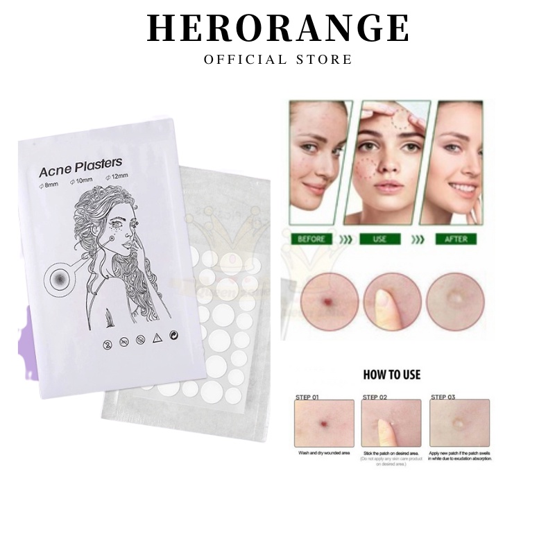 herorange Bộ 36 miếng dán hỗ trợ giảm mụn vô hình tiện dụng mụn chăm sóc da chuyên dụng