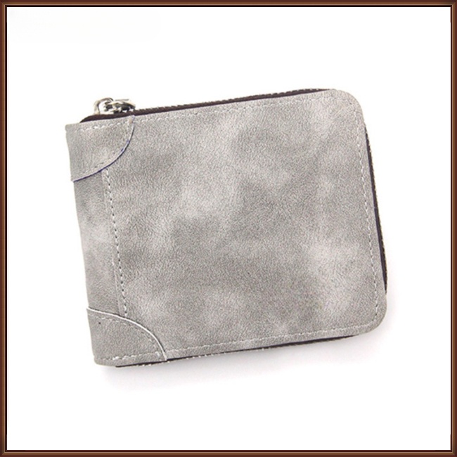 Ví Ngắn Có Khóa Kéo Màu Trơn Thời Trang Cho Nam