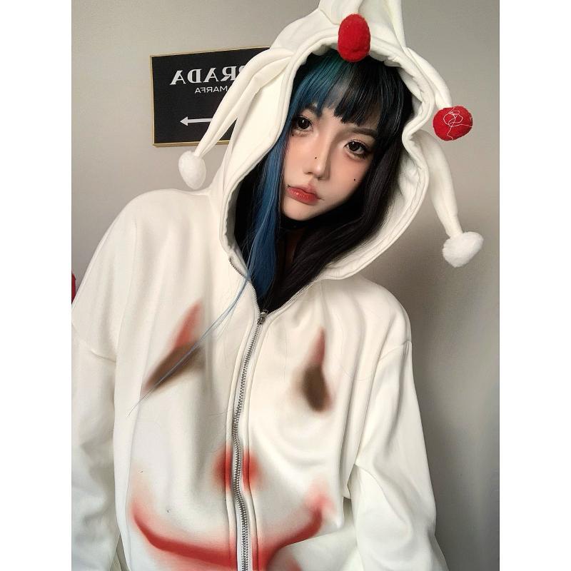 Áo Hoodie Tay Dài Dáng Rộng In Hình Chú Hề Cá Tính Cho Nữ