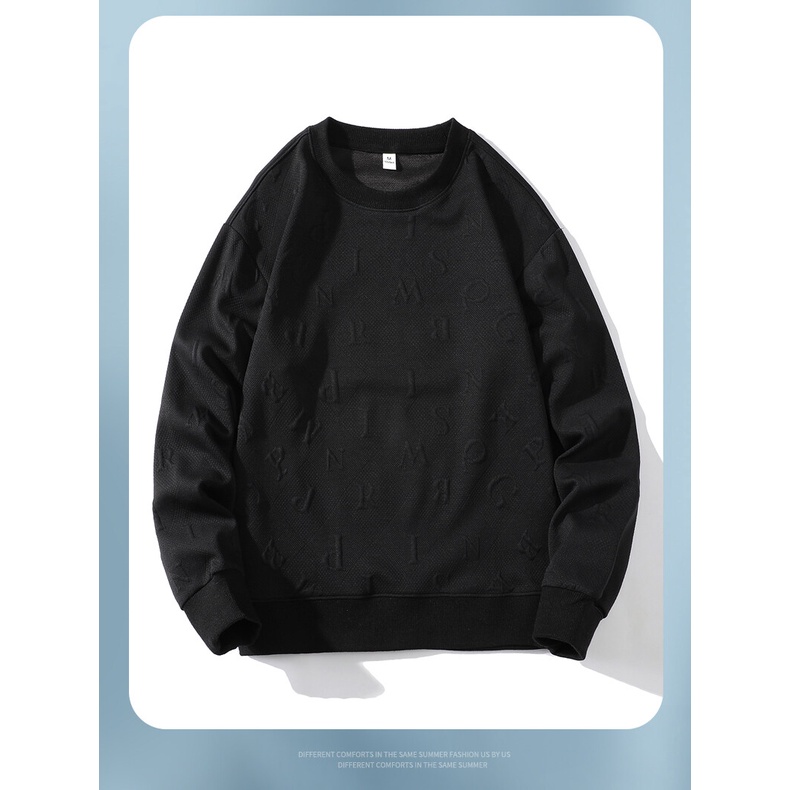 Áo sweater Cổ Tròn Tay Dài Màu Trơn Thời Trang Mùa Thu Cho Nam Giới Có size Lớn