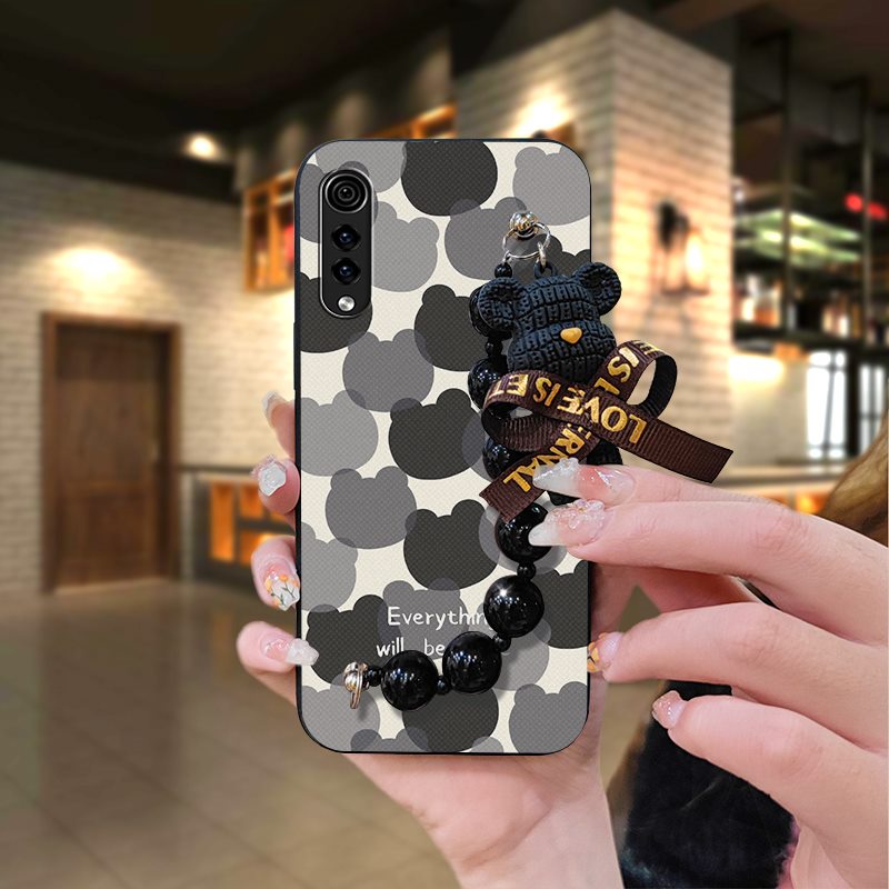 Silicone Anti-knock Phone Case For LG Velvet 4G/5G Back Cover cute Black pearl pendant Dirt-resistant phone case Cartoon
